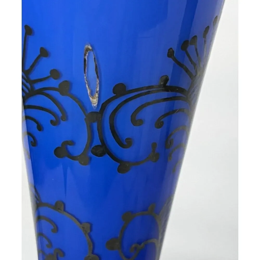 Vintage Cobalt Blue Glass Vase 12